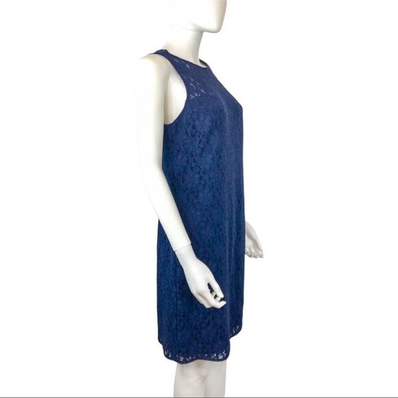 Michael Kors NWT Lace Shift Dress Navy Blue Floral Design Size 6 - Picture 5 of 8
